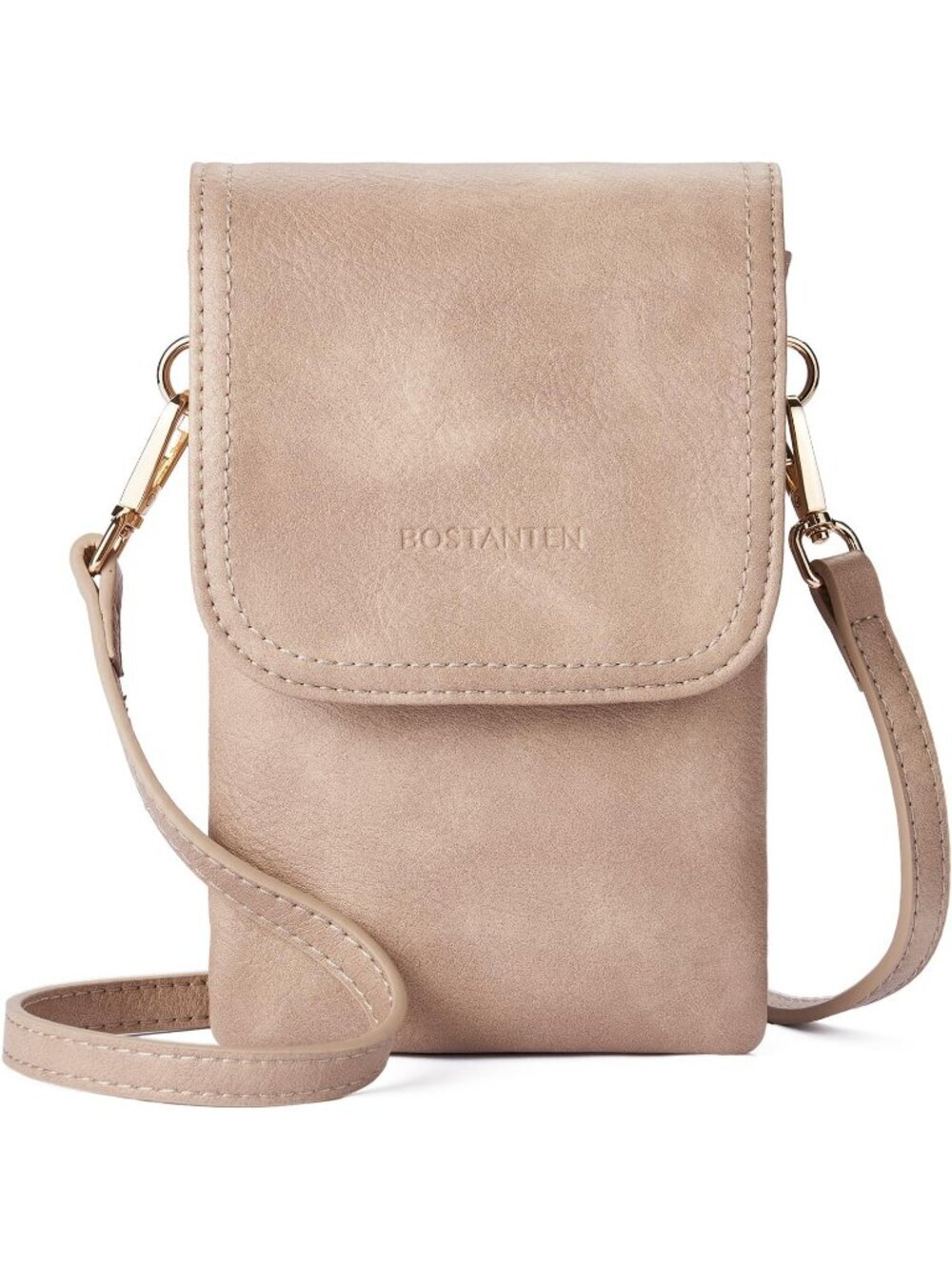 BOSTANTEN Women's Bag Tan Vegan Leather Crossbody Cell Phone Bag Wallet Purses